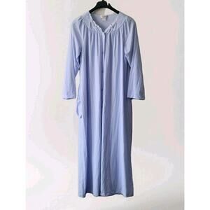 ShadowLine Long Sleeve Button Down Robe Blue Sz Medium Vtg